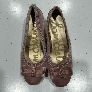 Sam Edelman pink velvet shoes with pearl  studs
